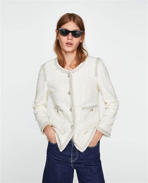 zara chanel style coat|Zara boucle cropped jacket.